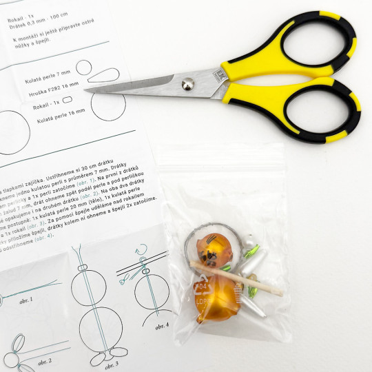 Glass Bead Ornament DIY Project Kit ~ Goldenrod Bunny with Green Bow ~ Czech Instructions