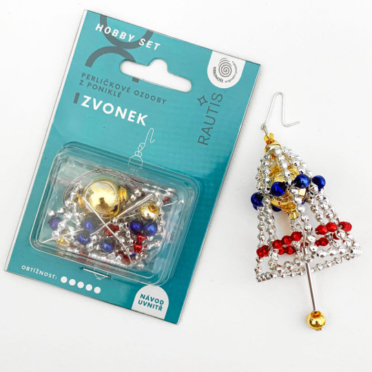 Bell Ornament Glass Bead Project Kit ~ Silver and Multi  ~ Czech Republic