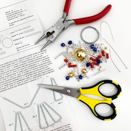 Bell Ornament Glass Bead Project Kit ~ Silver and Multi  ~ Czech Republic