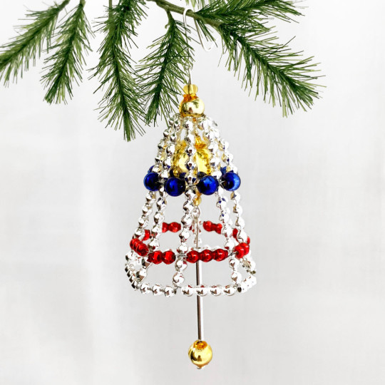 Bell Ornament Glass Bead Project Kit ~ Silver and Multi  ~ Czech Republic