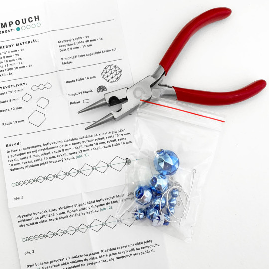 Glass Bead Ornament DIY Project Kit ~ Icicle Drop ~ Blue ~ Czech Instructions