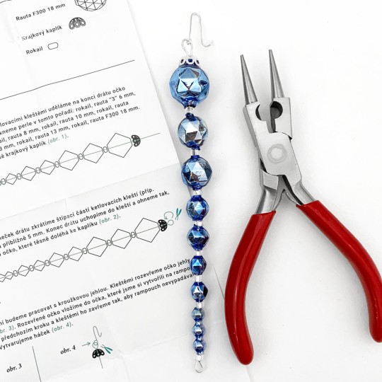 Glass Bead Ornament DIY Project Kit ~ Icicle Drop ~ Blue ~ Czech Instructions