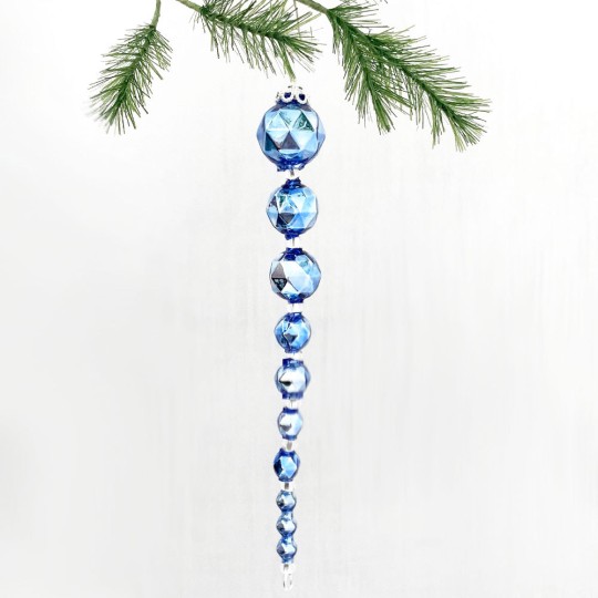 Glass Bead Ornament DIY Project Kit ~ Icicle Drop ~ Blue ~ Czech Instructions