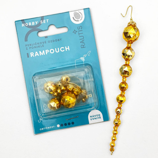 Glass Bead Ornament DIY Project Kit ~ Icicle Drop ~ Gold ~ Czech Instructions