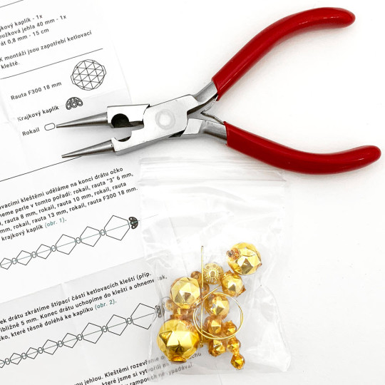 Glass Bead Ornament DIY Project Kit ~ Icicle Drop ~ Gold ~ Czech Instructions