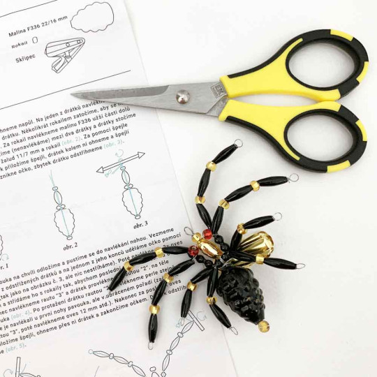 Glass Bead Ornament DIY Project Kit ~ Spider with Clip~ Black ~ Czech Instructions