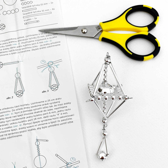 Glass Bead Ornament DIY Project Kit ~ Crystal ~ Silver ~ Czech Instructions
