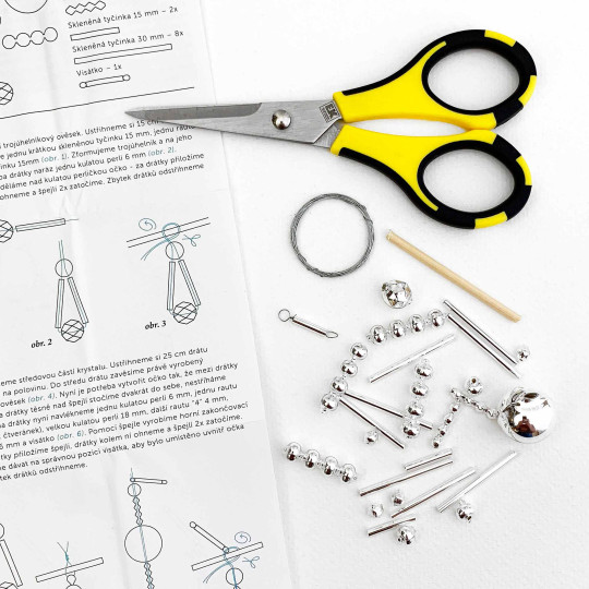 Glass Bead Ornament DIY Project Kit ~ Crystal ~ Silver ~ Czech Instructions
