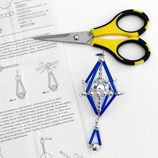 Glass Bead Ornament DIY Project Kit ~ Crystal ~ Silver and Blue ~ Czech Instructions