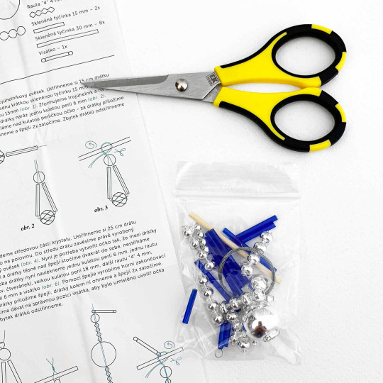 Glass Bead Ornament DIY Project Kit ~ Crystal ~ Silver and Blue ~ Czech Instructions