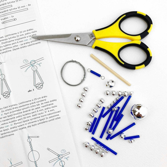 Glass Bead Ornament DIY Project Kit ~ Crystal ~ Silver and Blue ~ Czech Instructions
