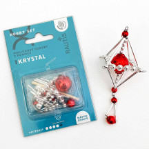 Glass Bead Ornament DIY Project Kit ~ Crystal ~ Silver and Red ~ Czech Instructions