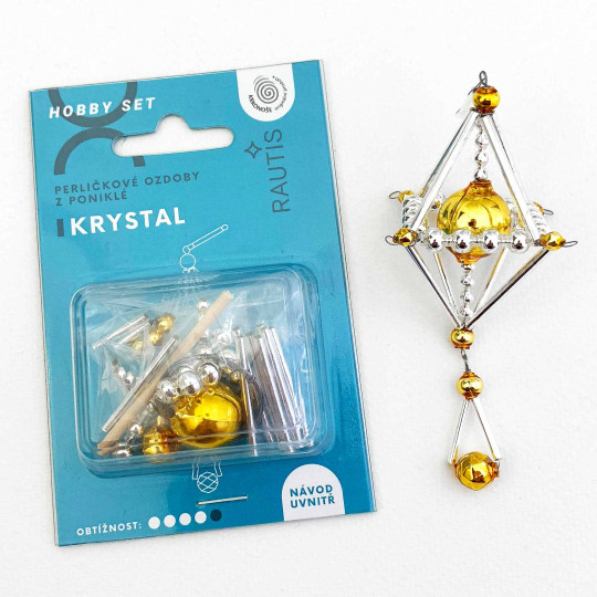 Glass Bead Ornament DIY Project Kit ~ Crystal ~ Silver and Gold ~ Czech Instructions