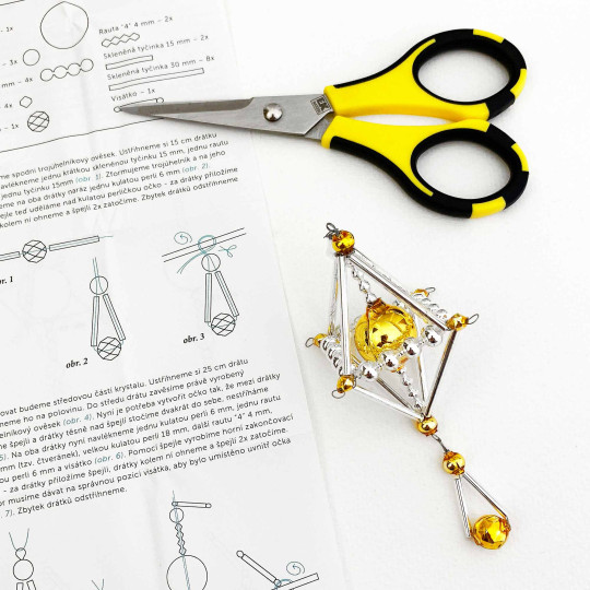 Glass Bead Ornament DIY Project Kit ~ Crystal ~ Silver and Gold ~ Czech Instructions