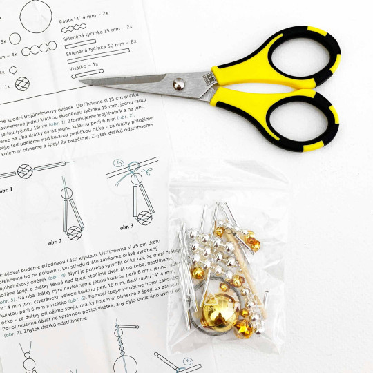 Glass Bead Ornament DIY Project Kit ~ Crystal ~ Silver and Gold ~ Czech Instructions