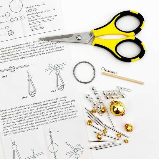 Glass Bead Ornament DIY Project Kit ~ Crystal ~ Silver and Gold ~ Czech Instructions