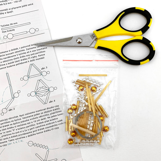 Magic Star Ornament Glass Bead Project Kit ~ Gold and Silver  ~ Czech Republic