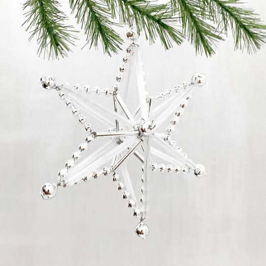 Magic Star Ornament Glass Bead Project Kit ~ Silver and White  ~ Czech Republic