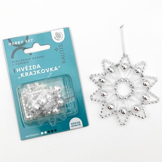 Glass Bead Ornament DIY Project Kit ~ Lace Star ~ Silver and Frosted White ~ Czech Instructions