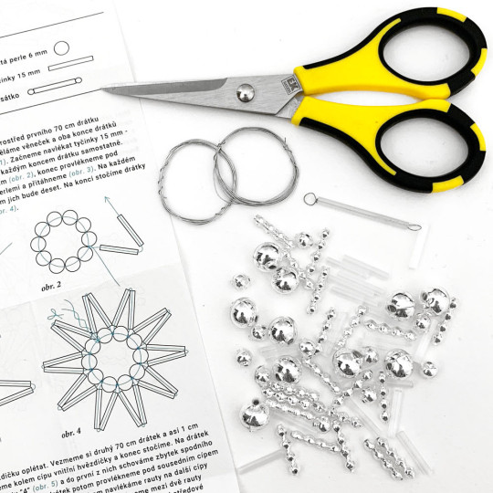 Glass Bead Ornament DIY Project Kit ~ Lace Star ~ Silver and Frosted White ~ Czech Instructions