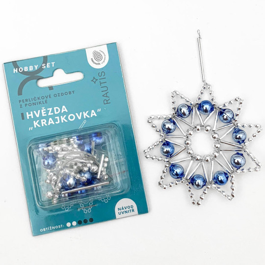 Glass Bead Ornament DIY Project Kit ~ Lace Star ~ Blue and Silver ~ Czech Instructions