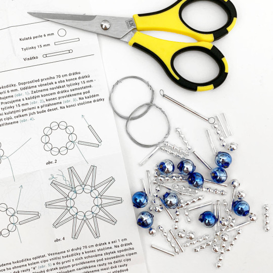 Glass Bead Ornament DIY Project Kit ~ Lace Star ~ Blue and Silver ~ Czech Instructions