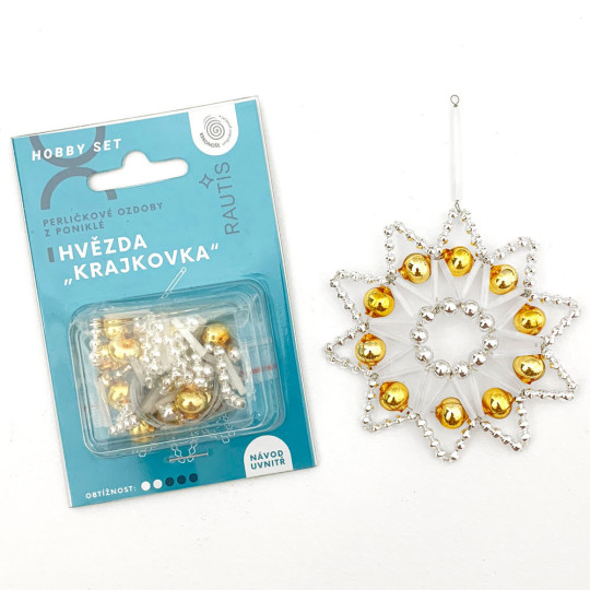 Glass Bead Ornament DIY Project Kit ~ Lace Star ~ Gold and Silver ~ Czech Instructions