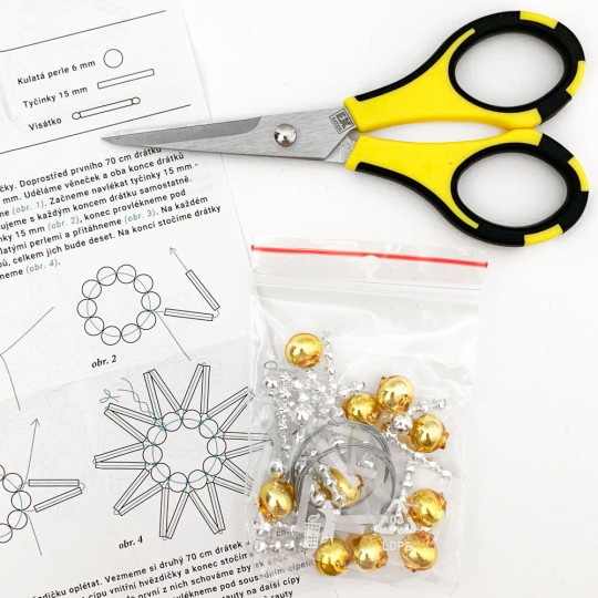 Glass Bead Ornament DIY Project Kit ~ Lace Star ~ Gold and Silver ~ Czech Instructions