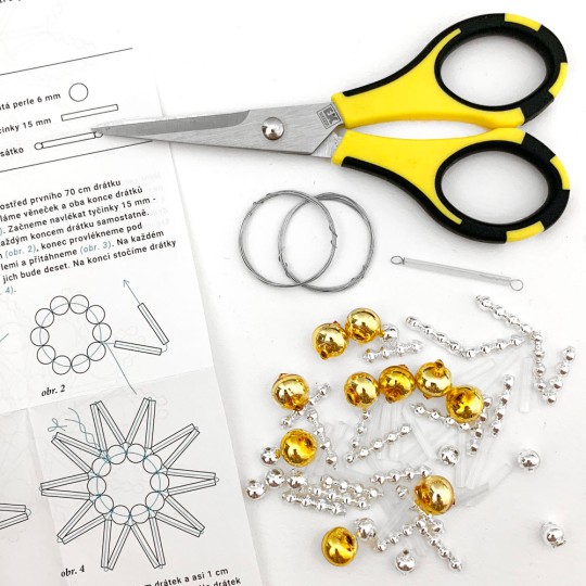 Glass Bead Ornament DIY Project Kit ~ Lace Star ~ Gold and Silver ~ Czech Instructions