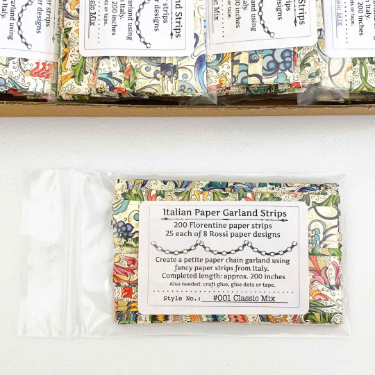 Petite Paper Chain Garland Fancy Italian Paper Strips ~ Classic Mix