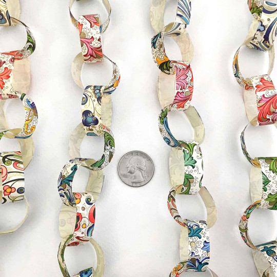 Petite Paper Chain Garland Fancy Italian Paper Strips ~ Classic Mix