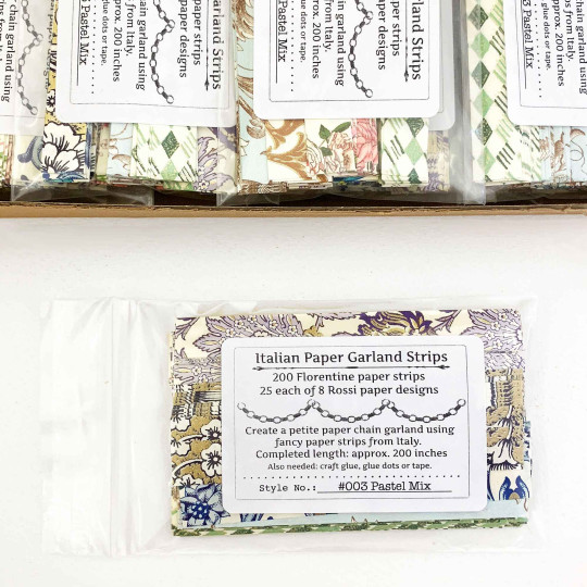 Petite Paper Chain Garland Fancy Italian Paper Strips ~ Pastel Mix