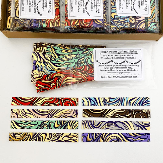 Petite Paper Chain Garland Fancy Italian Paper Strips ~ Letterpress Mix