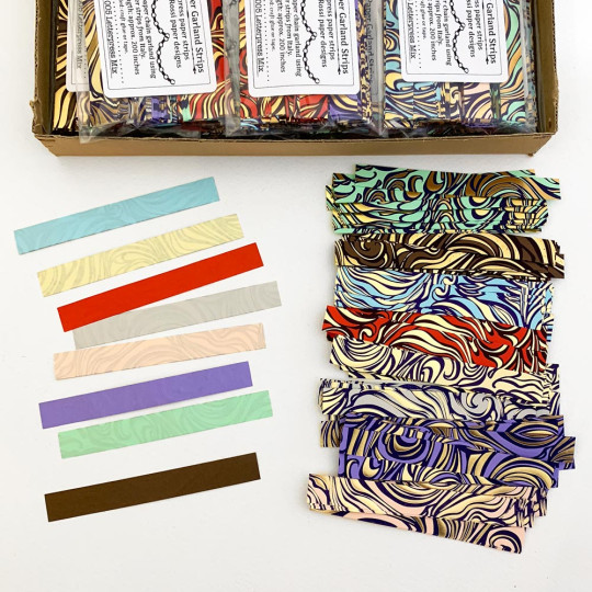 Petite Paper Chain Garland Fancy Italian Paper Strips ~ Letterpress Mix