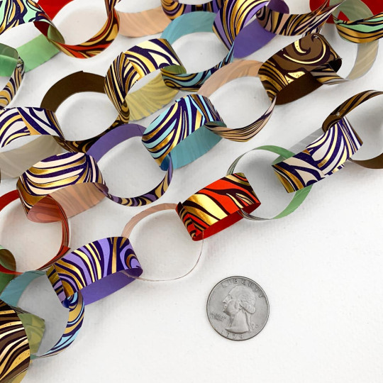 Petite Paper Chain Garland Fancy Italian Paper Strips ~ Letterpress Mix