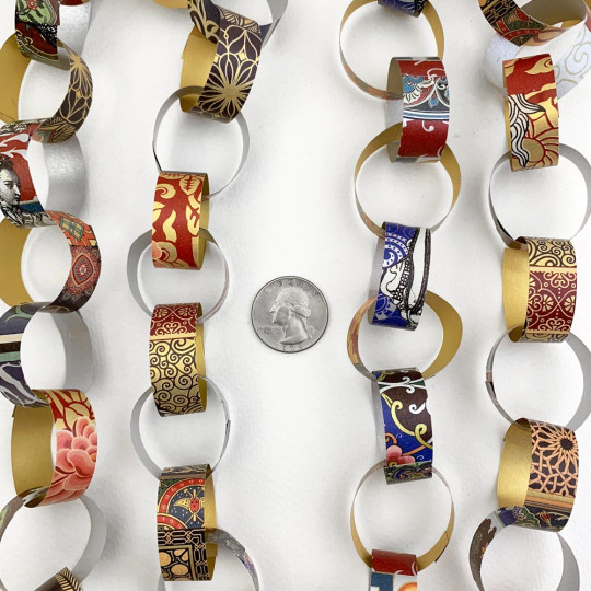 Petite Paper Chain Garland Fancy Italian Paper Strips ~ Metallic Mix