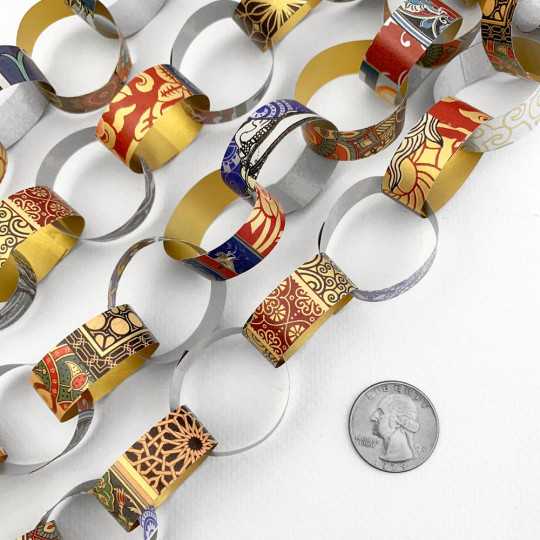 Petite Paper Chain Garland Fancy Italian Paper Strips ~ Metallic Mix