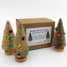 Petite Bottle Brush Trees DIY Craft Kit ~ Three Nostalgic Neutral Colored Bottle Brush Trees