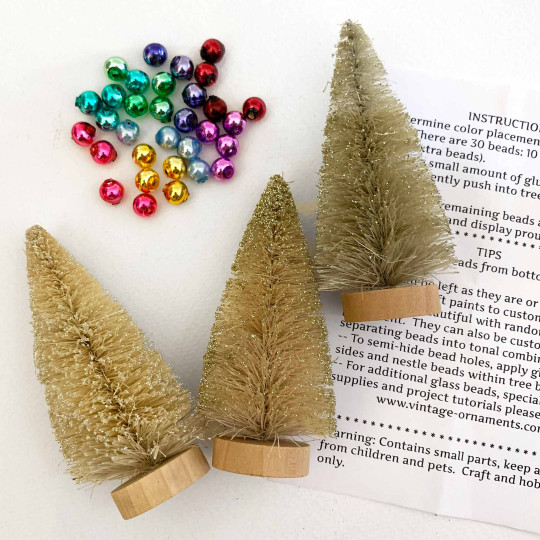 Petite Bottle Brush Trees DIY Craft Kit ~ Three Nostalgic Neutral Colored Bottle Brush Trees