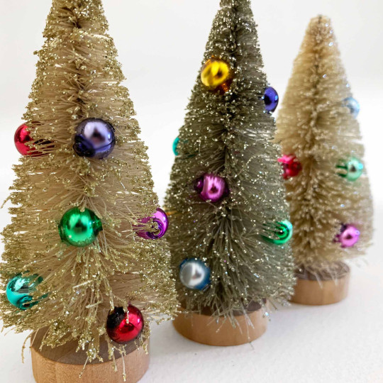 Petite Bottle Brush Trees DIY Craft Kit ~ Three Nostalgic Neutral Colored Bottle Brush Trees