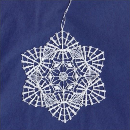 White Lace Starburst Snowflake Ornament ~ 3-1/4" 