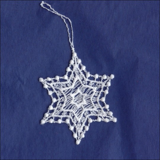 Petite White Dotty Star Pointed Snowflake Ornament ~ 2-1/4" 