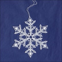 White Lace Pointed Snowflake Ornament ~ 3" 
