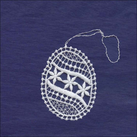 Petite White Lace Floral Easter Egg Ornament ~ 2-5/8" 