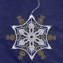 Gold and White Lace Fancy Snowflake Ornament ~ 3-1/4" 