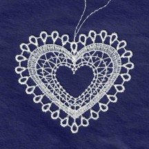 White Lace Heart Ornament ~ 3" 