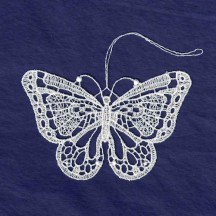 White Lace Butterfly Ornament ~ 3-1/8" 