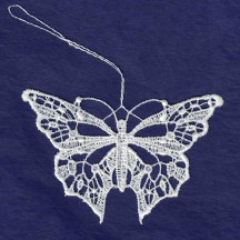 White Lace Butterfly Ornament ~ 3-1/8" 