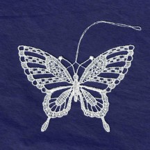 White Lace Butterfly Ornament ~ 3-1/4" 