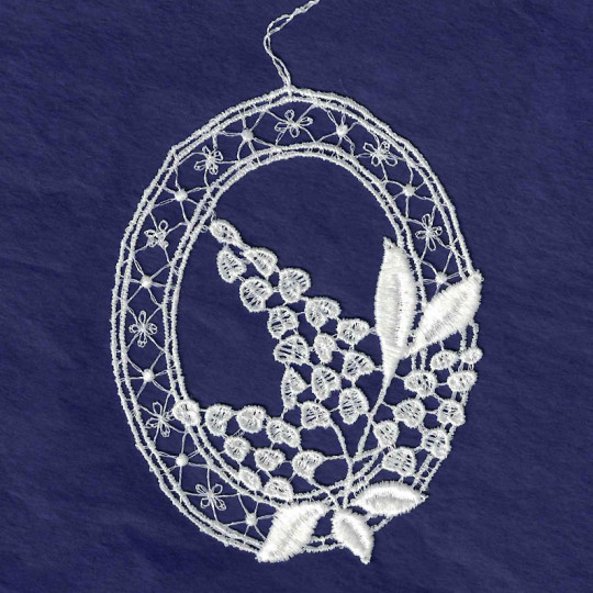 White Lace Floral Egg Ornament ~ 4" 